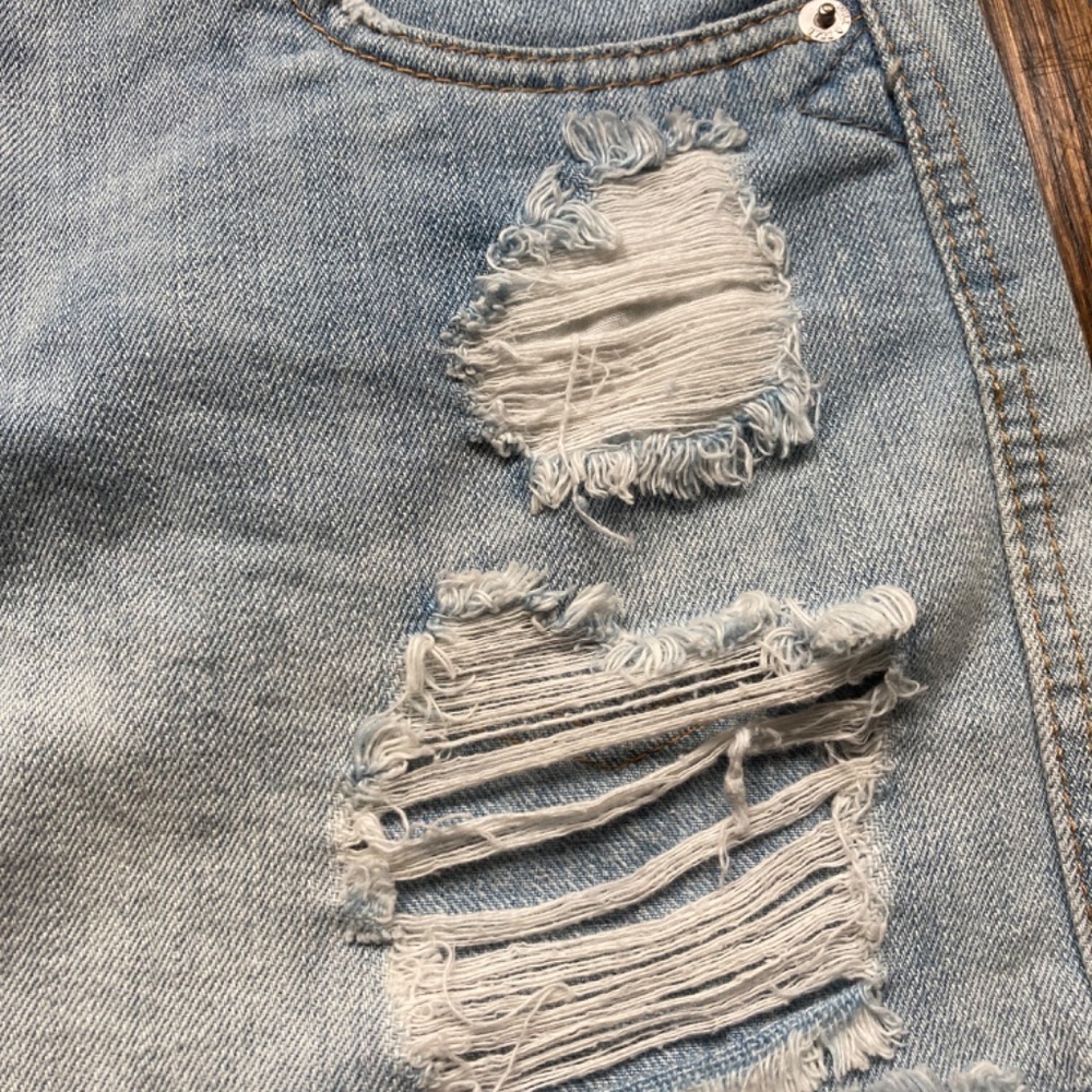 PULL&BEAR DISTRESSED MINI LOW RISE DENIM SKIRT SIZE 38 - Picture 4 of 8